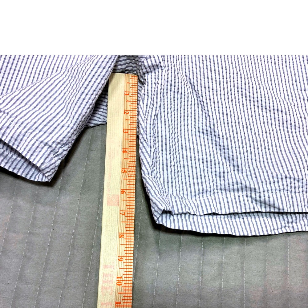 Ben Sherman Mens Seersucker Chino Shorts Blue and White Striped Cotton Size 34W - Picture 7 of 10
